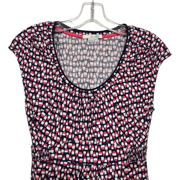 Boden WH761 Pink & Blue Weekend Jersey Midi Dress Pockets Cotton Modal Comfy - Picture 4 of 10